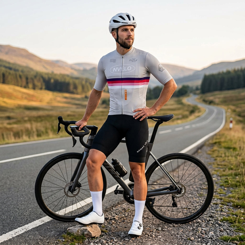Maglia da ciclismo Meridian Bone a maniche corte, vestibilità da gara
