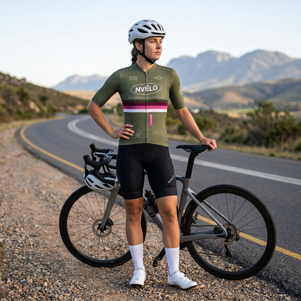 Maglia da ciclismo Meridian Olive a maniche corte, vestibilità da gara.