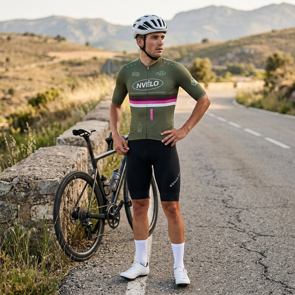 Maglia da ciclismo Meridian Olive a maniche corte, vestibilità da gara.