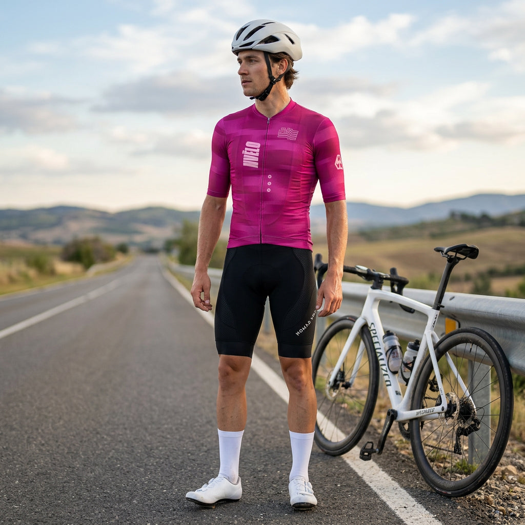Maglia da ciclismo Volt Fuchsia a maniche corte, vestibilità da gara