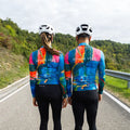 Maglia da ciclismo artistica arancione – Maniche lunghe, stampa colorata, vestibilità da gara | Nomad Vélo