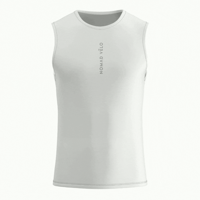 Maglia intima da ciclismo senza maniche, vestibilità aderente e leggera con logo rosso a contrasto – vestibilità slim.