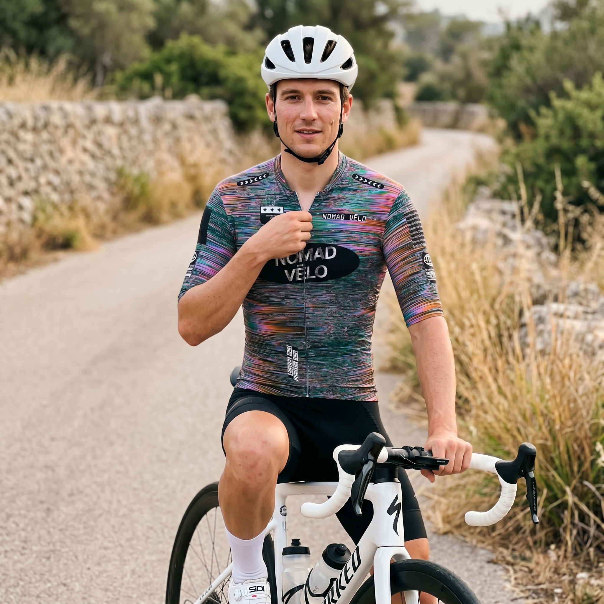 Maglia da ciclismo Prism Black a maniche corte, vestibilità da gara.