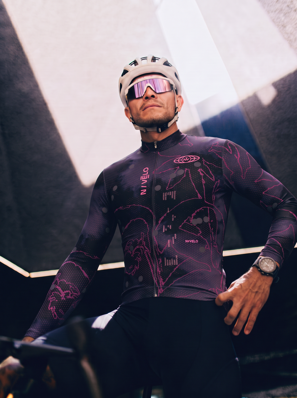 Maglia da ciclismo Bloom Shadow a maniche lunghe, vestibilità da gara